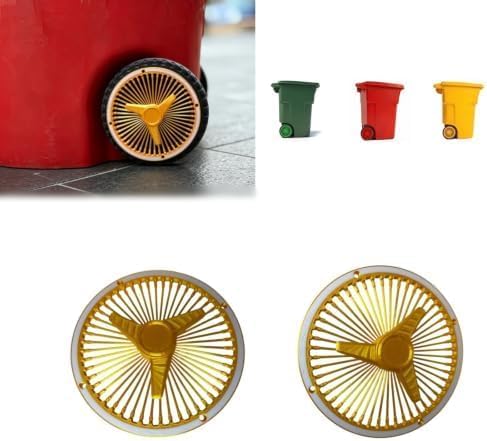 Trash Can Wheel Rims Set of 2, Decorative Trash Can Wheel Covers for Garbage Bins, Green Wheel Rim Decor for Outdoor Trash Can Wheels, Garage Patio Home Decor Accessories (Gold)