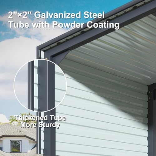 12×20 ft carport, 2"x2" reinforced frame & 29-gauge showing dimensions