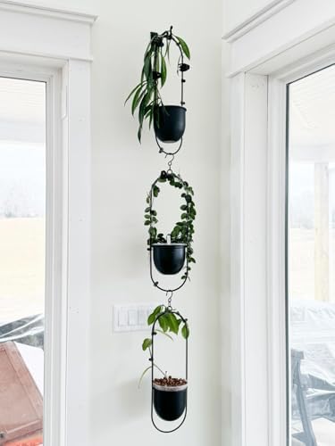 shineloha 2 pack hanging planter with 5.5" pot, close-up detail