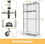 indoor greenhouse with grow light,4-tier plant shelf, 30x14x59in showing dimensions