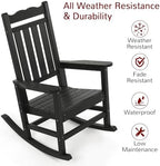 Stoog All-Weather Outdoor Rocking Chairs Set of 2, Oversized Rocking Chairs with 400 lbs Weight Capacity, for Backyard, Fire Pit, Lawn, Garden, Black