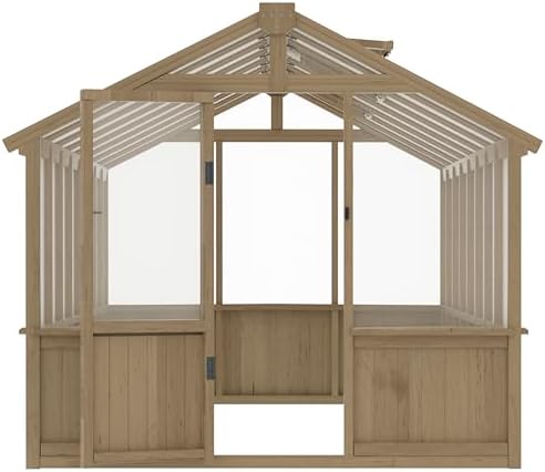 bluewish 8x16ft wood greenhouse, greenhouses with cedar frame, view 9