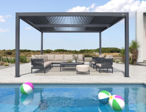 purple leaf louvered pergola 12' x 14' 94as on a desk or shelf