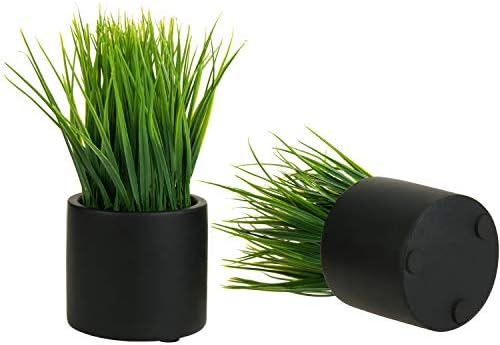 mygift tabletop artificial grass plants decorative faux greenery on a desk or shelf