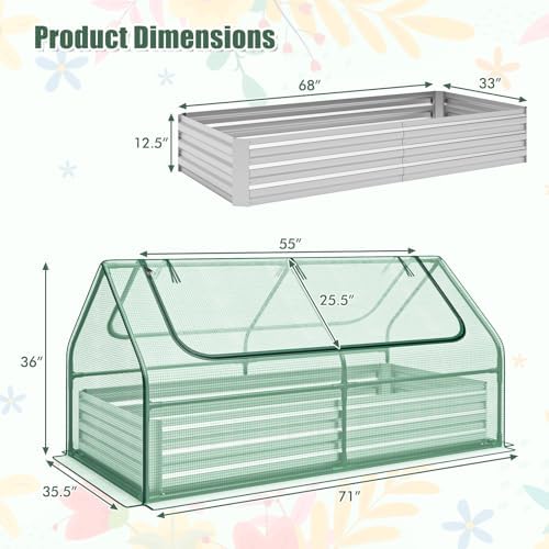 giantex galvanized steel raised garden bed with mini, package contents