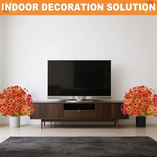 fall artificial mums topiary ball tree with ground on a desk or shelf