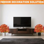 fall artificial mums topiary ball tree with ground on a desk or shelf