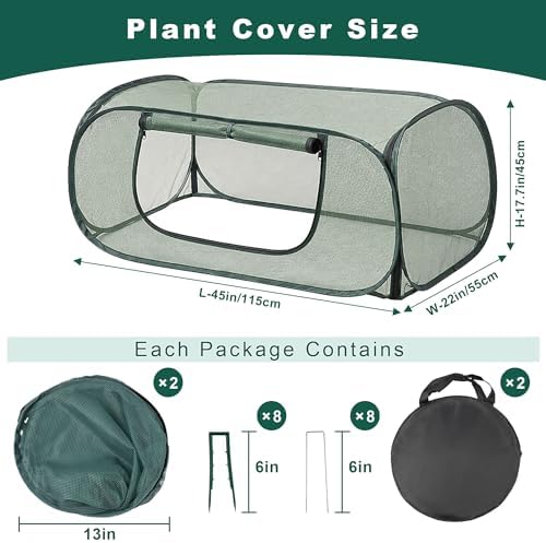pop-up mesh plant enclosure, plant cover for vegetables shown in use