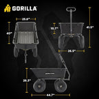 gorilla carts poly dump cart, 1200 lb. capacity, side view
