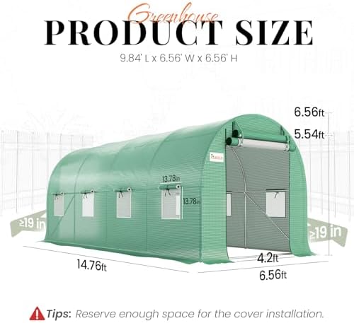 king bird premium 15x7x7ft greenhouse for outdoors, galvanized shown in use