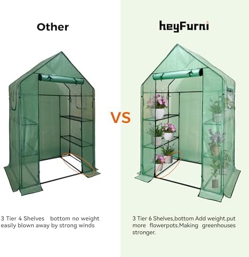 heyfurni walk in greenhouse with shelves,walk-in plant green, close-up detail