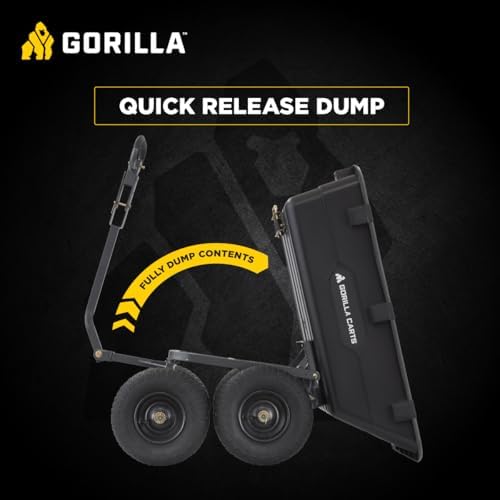 gorilla carts poly dump cart, 1200 lb. capacity, close-up detail