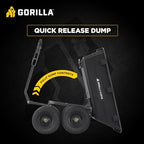 gorilla carts poly dump cart, 1200 lb. capacity, close-up detail