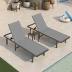 Lounge Chair Outdoor with Wheels, Aluminum Chaise Lounge Outdoor Chair with 5 Adjustable Backrest - Easy to Move- Pool Lounge Chairs for Patio, Poolside (Darkgray)