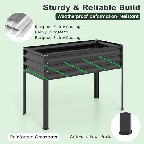 giantex raised garden bed with legs & greenhouse, side view