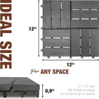 acacia interlocking deck tiles, 12in, 9pcs outdoor flooring showing dimensions