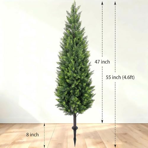 artificial cedar topiary trees 4ft set of 2, side view