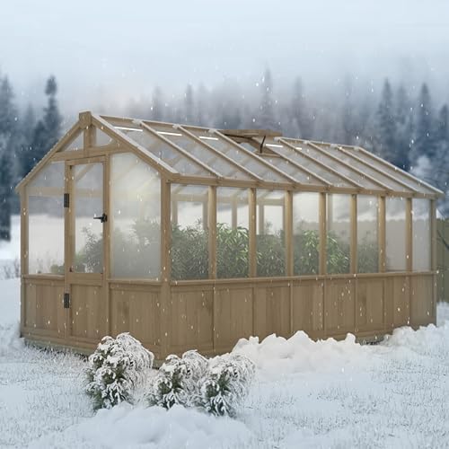 mupater 8 x 16 ft wooden greenhouse for, close-up detail