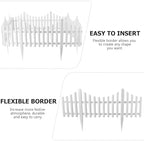 flexible picket fence garden border, plastic decorative landscape showing dimensions