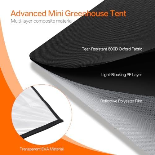 bstrip small greenhouse, gm3 indoor greenhouse with grow showing dimensions
