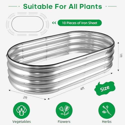 jeria raised garden bed,galvanized raised 2 pcs 4×2×1ft shown in use