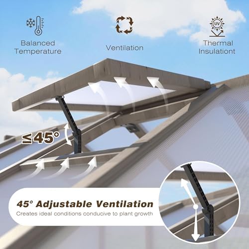 bluewish 8x12 ft greenhouse for outdoors, wood green, close-up detail