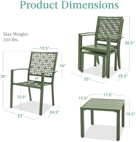 best choice products 3-piece outdoor bistro set, stackable on a desk or shelf