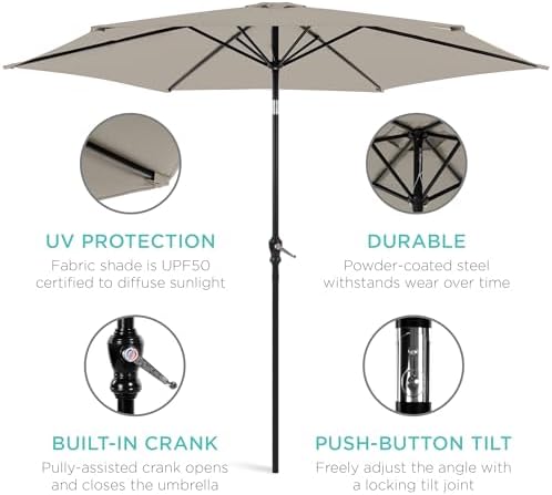 best choice products 10ft outdoor patio umbrella, outdoor showing dimensions