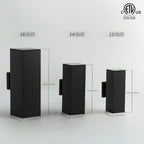 mirrea 18" Modern Outdoor Porch Light in 2 Lights, Matte Black, 2 Pack | Patio wall sconce, aluminum rectangular tube, tempered glass, waterproof. Up & down lighting for outdoor wall mount fixture.