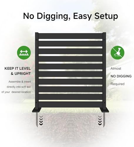 no dig privacy fence 3 panels, 42" h showing dimensions