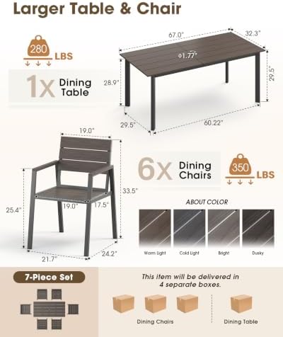 outdoor dining set, aluminum & hdps outdooor table shown in use