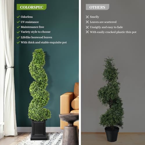 3.5ft topiary trees artificial outdoor set of 2, side view