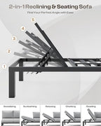 aluminum outdoor patio sofa set, 2 seats modular shown in use