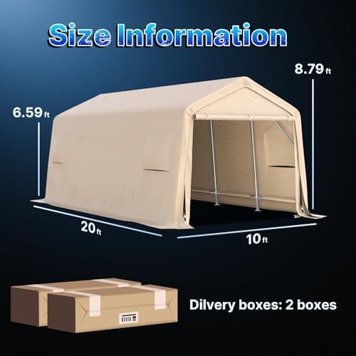 advance outdoor heavy duty 10x20 ft carport outdoor showing dimensions