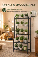 5-tier metal plant stand - heavy duty indoor, side view