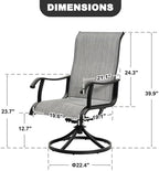 NUU GARDEN Patio Swivel Dining Chairs Set of 2, Outdoor Swivel Rocker Chairs with All-Weather Textilene, High-Back Metal Frame for Backyard, Deck, Lawn and Garden, Black and Light Gray