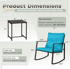 suncrown 3 piece outdoor rocking bistro set black, front angle view