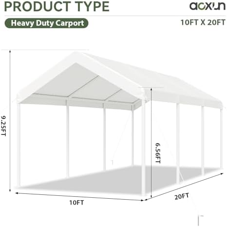 aoxun 10x20 ft carport, heavy duty car canopy, package contents