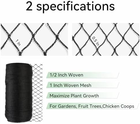 bird netting 25x50 ft 1 inch mesh heavy, side view