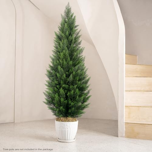 vitalismo 5ft artificial cedar trees set of 2, front angle view