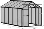 6x8 ft polycarbonate walk-in greenhouse with roof vent shown in use