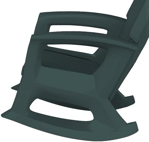 Rockaway Heavy Duty All Weather Patio or Deck Rocking Chair, Green | Polyethylene Outdoor Rocker with Backrest and Armrests for Porch, Deck, and Patio
