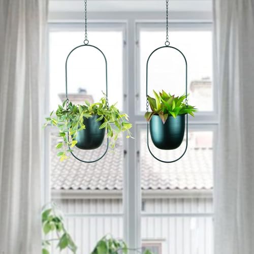 modern metal hanging planters with 6 inch pots, package contents