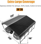 mnlr 20x20 ft heavy duty metal carport with shown in use