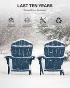 YEFU Oversized Adirondack Chair Set of 4 with Cup-Holder- Navy Blue | Heavy Duty Poly Lumber Outdoor Fire Pit Chair, Weather Resistant, Plastic Chair for Patio, Lawn, Deck, Weight Capacity 450lbs