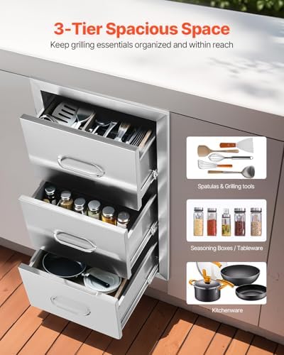 vevor outdoor kitchen drawers 16"w x 28.5"h x, close-up detail