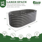 anleolife 8x4x2ft oval deep root galvanized raised garden, close-up detail