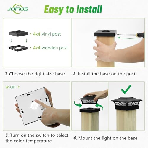 jofios solar post cap lights outdoor 12pack, waterproof on a desk or shelf