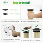 jofios solar post cap lights outdoor 12pack, waterproof on a desk or shelf