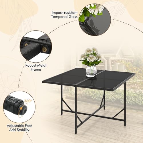tangkula 9 pieces outdoor dining furniture set, space-saving, side view